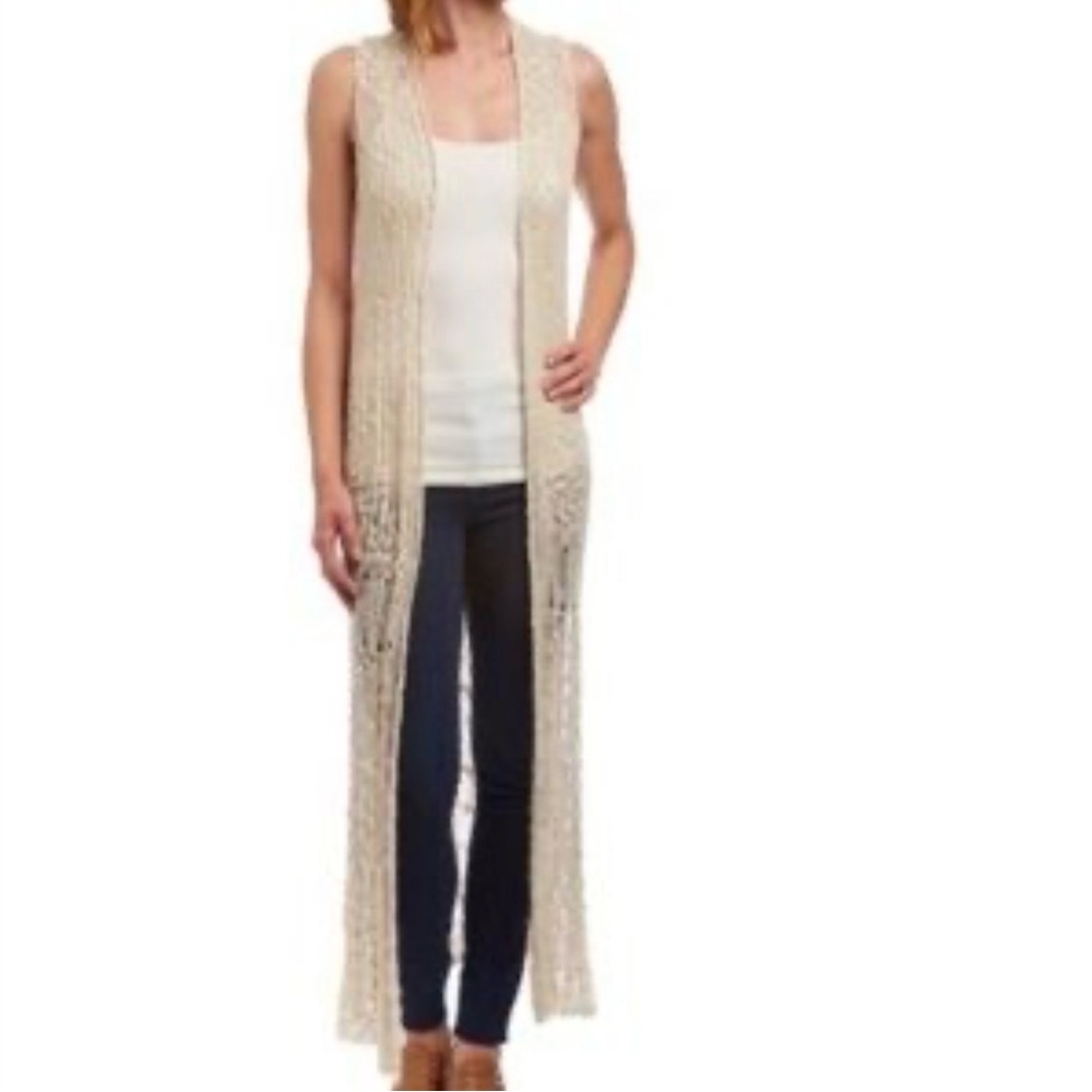 Freshman 1996 Open-Knit Sleeveless Long Vest Sweater